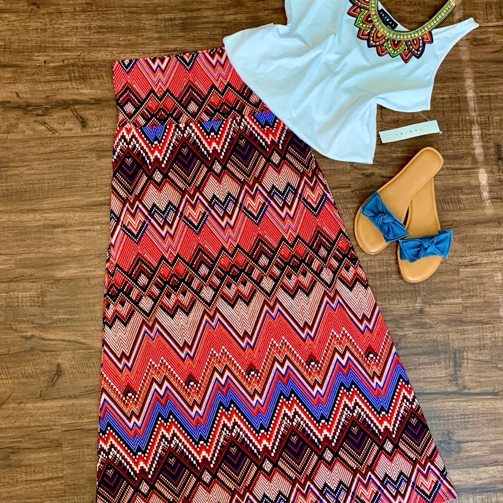 NEW HIGH WAIST FOLD/OVER MAXI-SKIRT, LARGE
